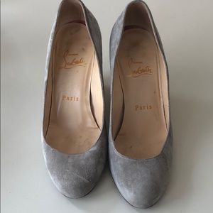 Christian Louboutin grey suede wedges
